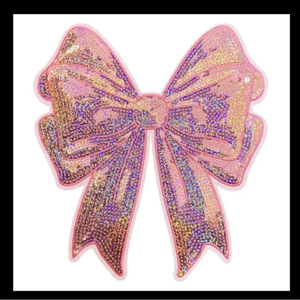 Pink Sequins Iron-On Appliqué Bow, DIY, Crafts, Clothes, Home, Embellishments